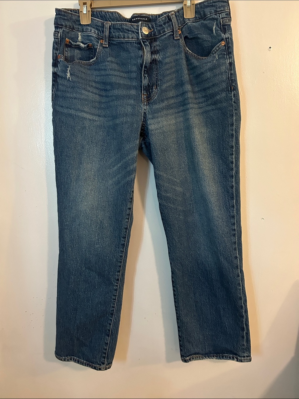 Aeropostale Women's Straight Leg Jeans in Blue Denim